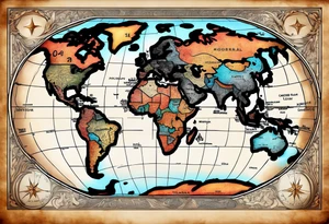 a old world map for the back of a forearm tattoo idea