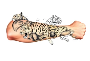 creative mix of different exotic animals tattoo idea
