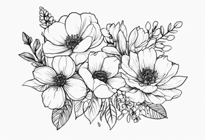 Small birth flower bouquet tattoo idea