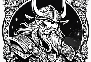 thor norse god of thunder with norse letter tattoo idea