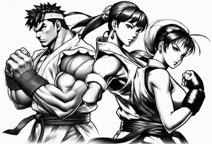 street fighter 3 makoto, chun li fighting tattoo idea