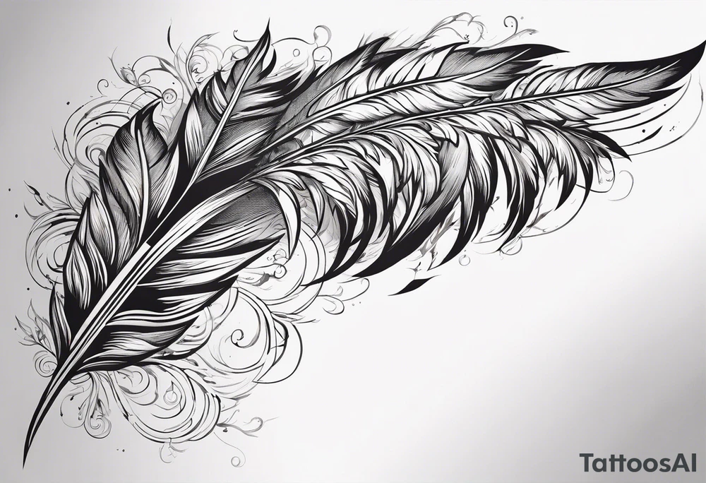 The tattoo begins on the left arm, at the elbow, where feathers are flying under the action of the wind towards the left hand. These feathers share the air space with branches that have leaves, and both elements move together up the left arm. As they approach the shoulder, some lightning appears between them. At this point, the feathers start to converge toward the left chest, where a vortex of energy reveals the head of an owl. The branches converge toward the left side of the back, passing over the shoulder. On the left side of the back, there is a dense, psychedelic element representing the energy of life's creation, with references to the earth, element, and planet. There is also a clay house in this area. tattoo idea