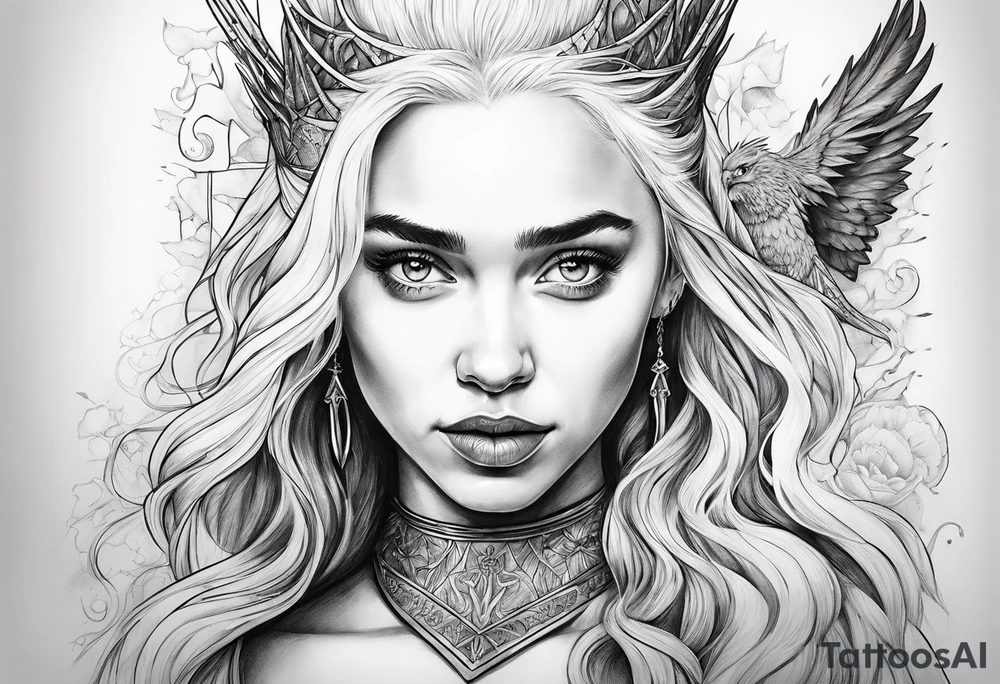 game of thrones daenerys like tim burton the whole figure in the picture tattoo idea