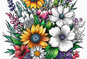 wildflower bouquet tattoo idea