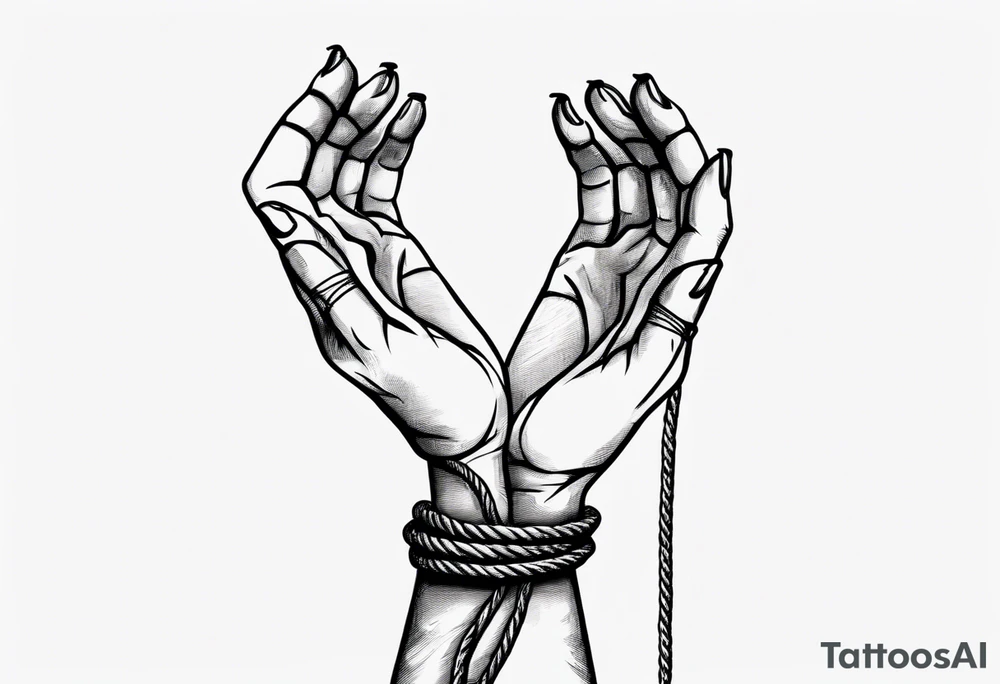 hand with a rope manipulating a human tattoo idea