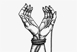 hand with a rope manipulating a human tattoo idea