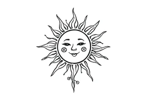 Sun with stem and leaves tattoo idea