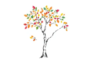 birch tree with coloured leaves tattoo idea