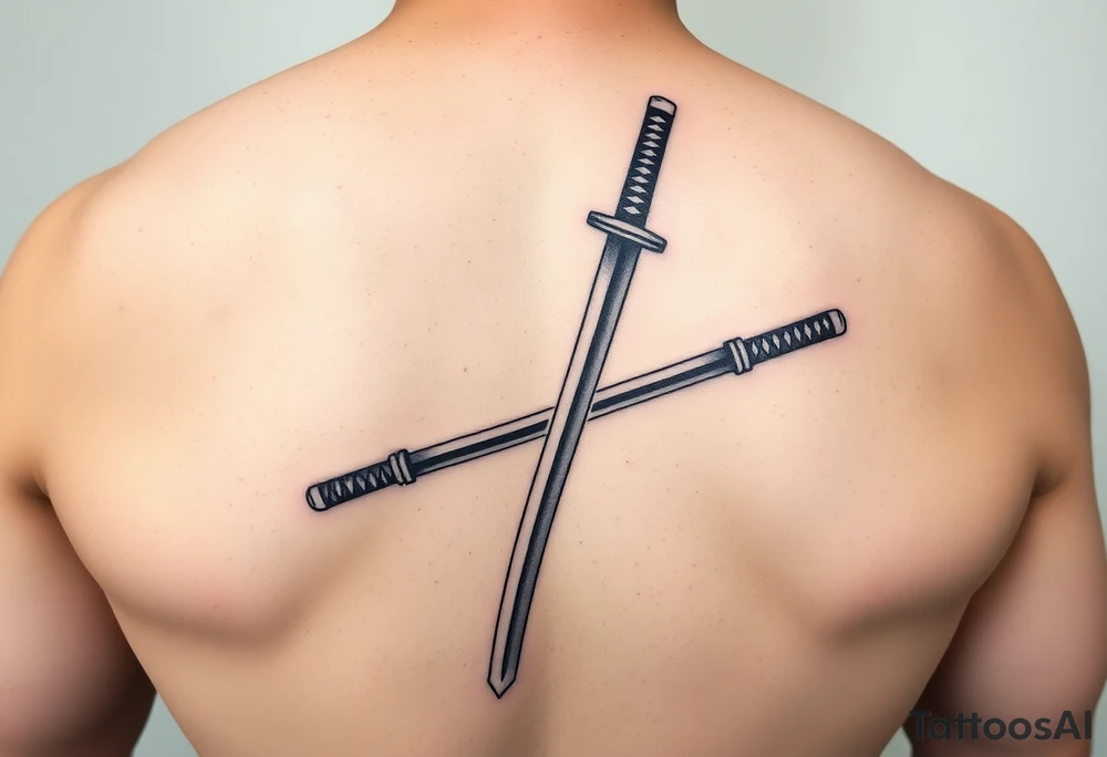 Katana with a black belt and fabled written in korean tattoo idea