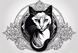 Black cat with half dead tattoo idea