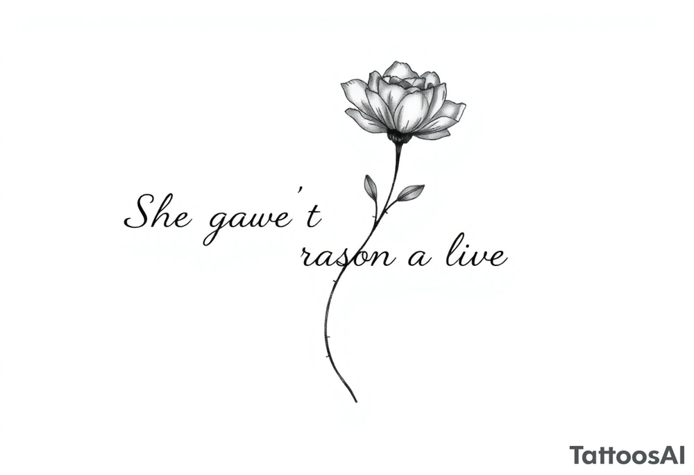 "She gave me a reason to live" as the stem of the flower tattoo idea