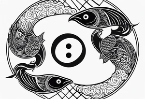yin yang irezumi fishes japanese patterns tattoo idea