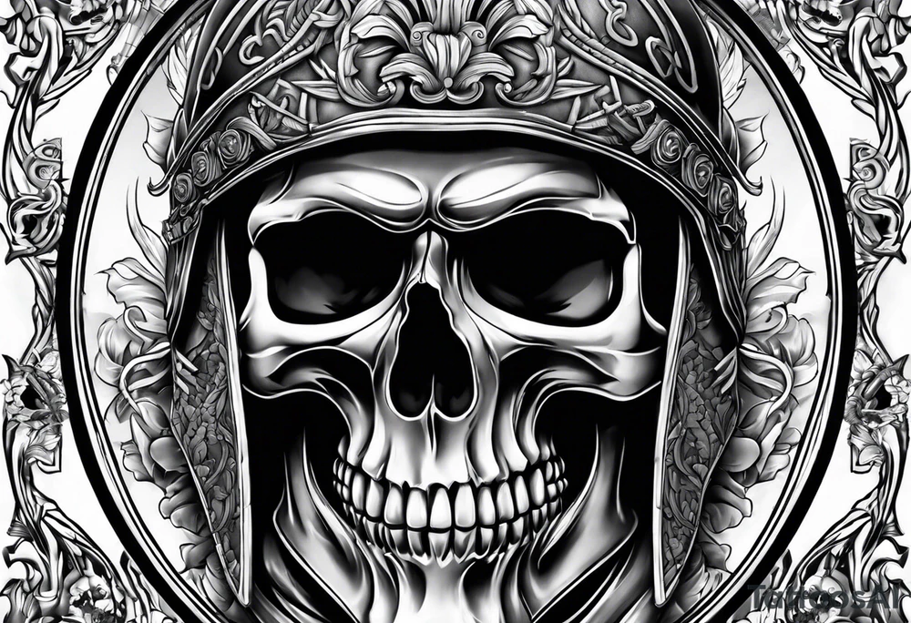 roman soldier skull tattoo idea