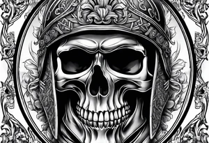 roman soldier skull tattoo idea