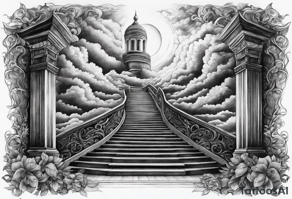 winding stairway to heaven tattoo idea