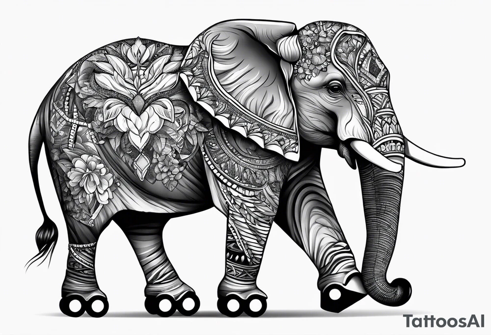 Elephant roller skating tattoo idea