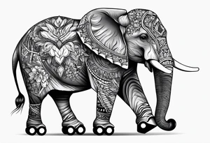 Elephant roller skating tattoo idea