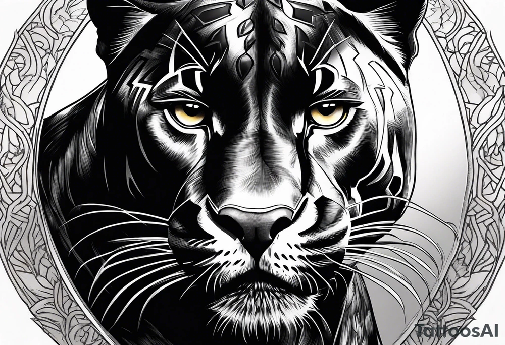 Black panther portrait tattoo idea