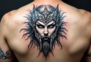 Shield maiden face ready to fight, sultry tattoo idea