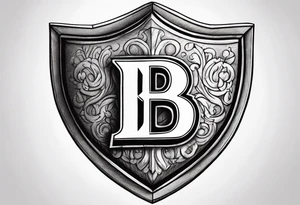 letter B on shield tattoo idea