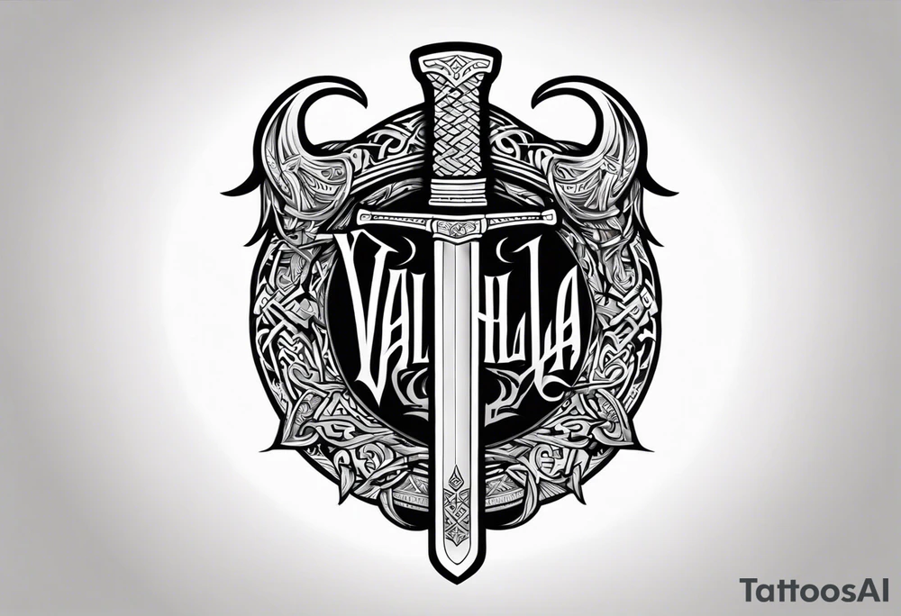 Valhalla sword viking hatchet tattoo idea