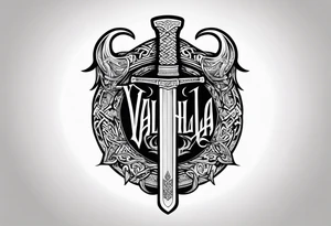 Valhalla sword viking hatchet tattoo idea