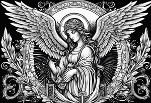 Guardian angel  Something religious and some women 
eyes too. 2012 wrote 
in Roman numbers tattoo idea