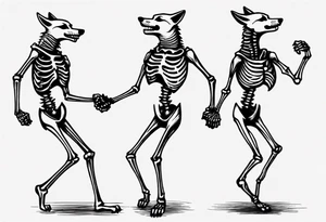two wolf skeletons dancing salsa tattoo idea
