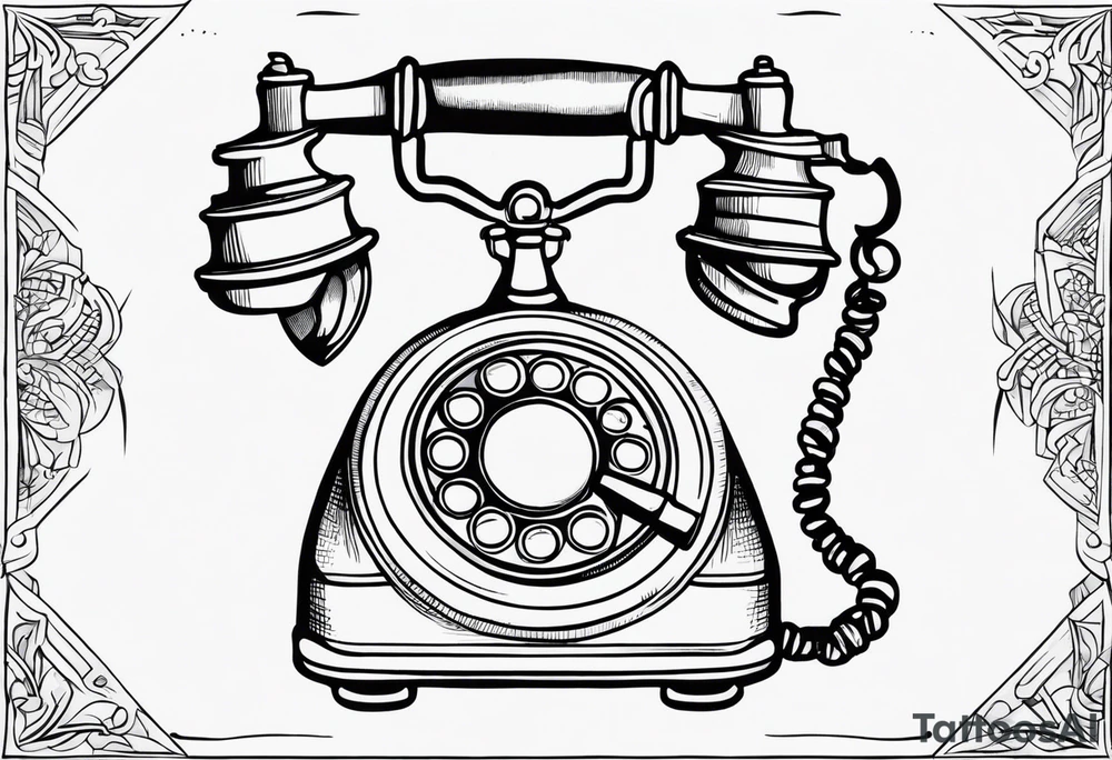 vintage theme phone tattoo idea