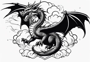 Dragon soaring through clouds tattoo idea