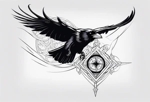 Evil raven in flight tattoo idea