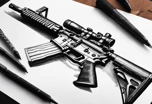 Ar-15 , квіти , гільзи приціл каліматорний tattoo idea