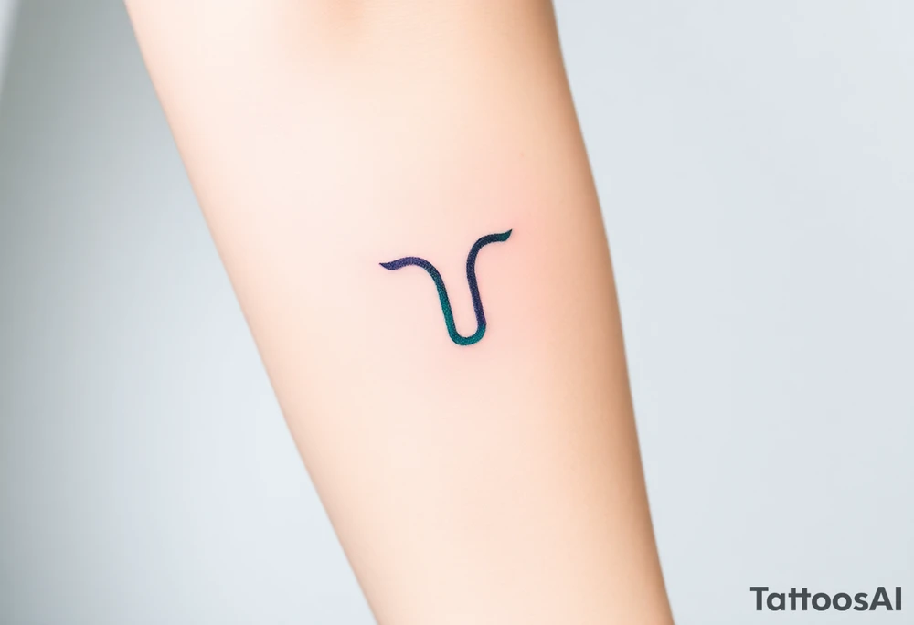 A minimalist Aquarius symbol, surrounded by soft watercolor waves in hues of turquoise, indigo, and silver. tattoo idea