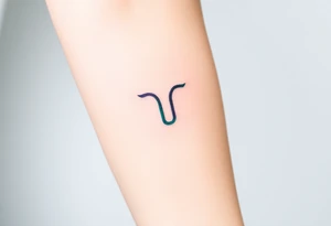 A minimalist Aquarius symbol, surrounded by soft watercolor waves in hues of turquoise, indigo, and silver. tattoo idea