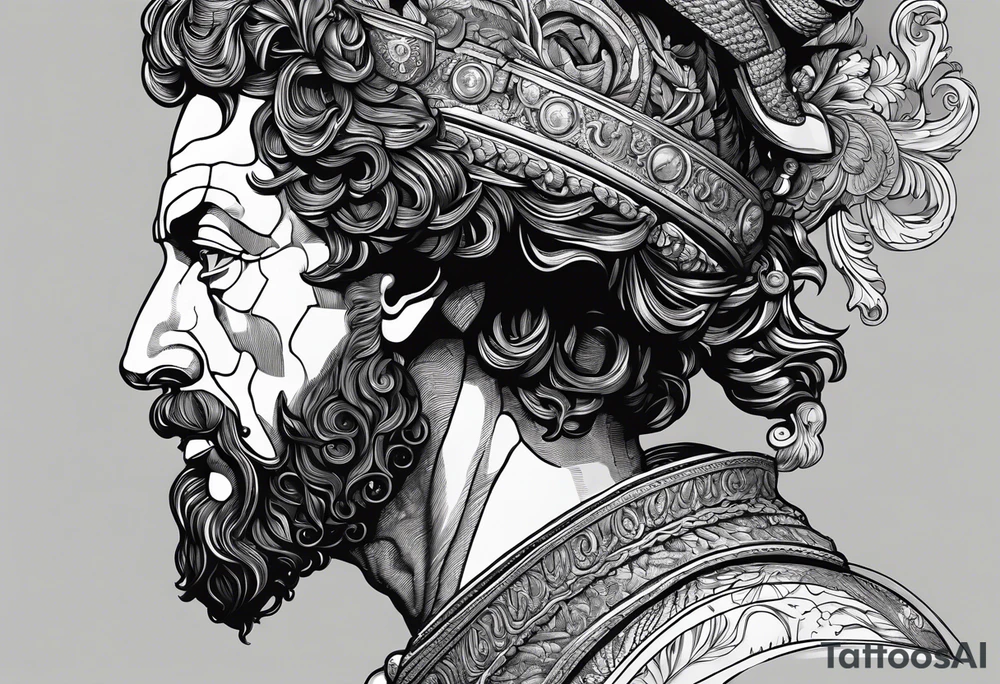 The Face of marcus aurelius with the lower left half missing tattoo idea The Face of marcus aurelius with the lower left half missing tattoo idea