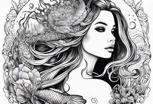 Mermaid swimming with jelly fish tattoo idea