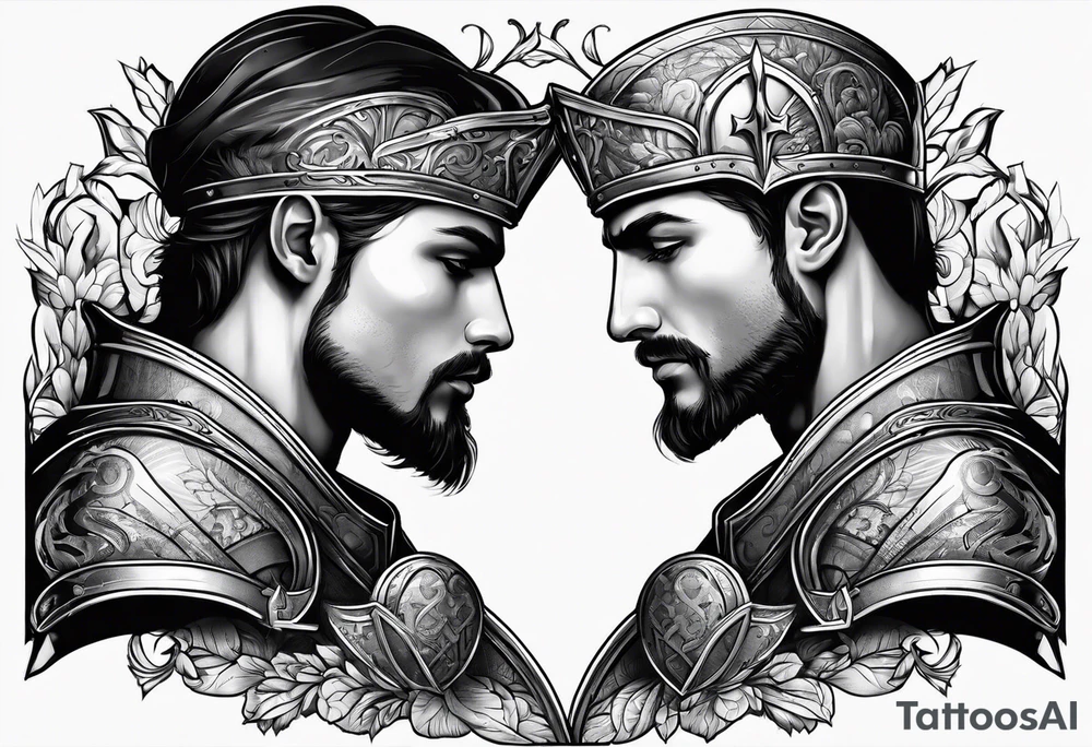 two male knights in love tattoo idea