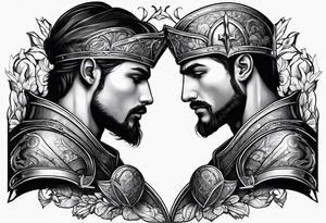 two male knights in love tattoo idea