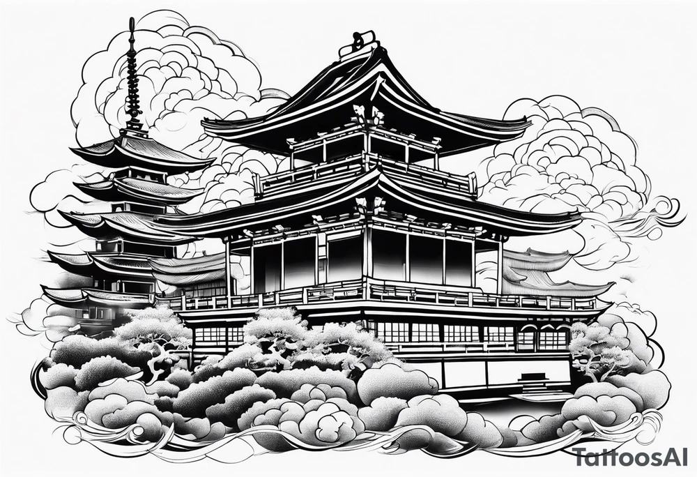 Japan buddist architecture tattoo tattoo idea