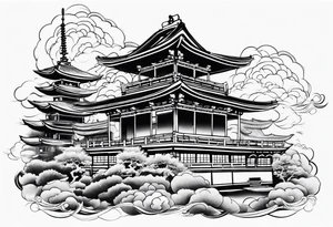 Japan buddist architecture tattoo tattoo idea