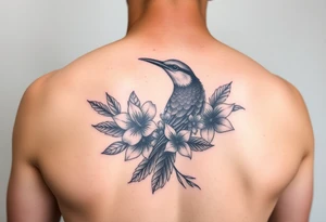 kolea bird hawaiian flowers and lei in color detailed tattoo idea