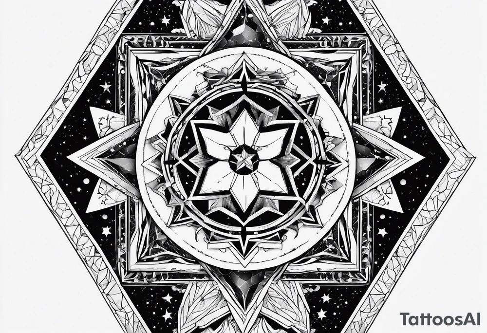 Tesseract and stars tattoo idea