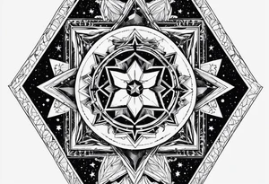Tesseract and stars tattoo idea