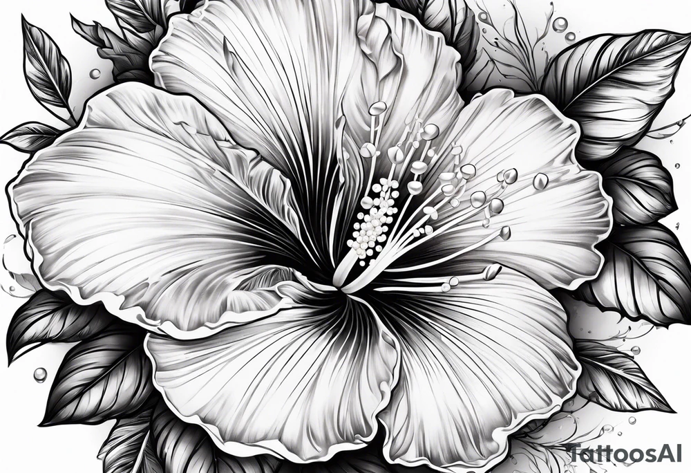 A pearl with hibiscus flowers tattoo idea