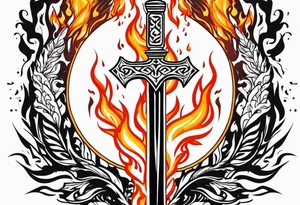 valhalla sword  funeral on fire tattoo idea