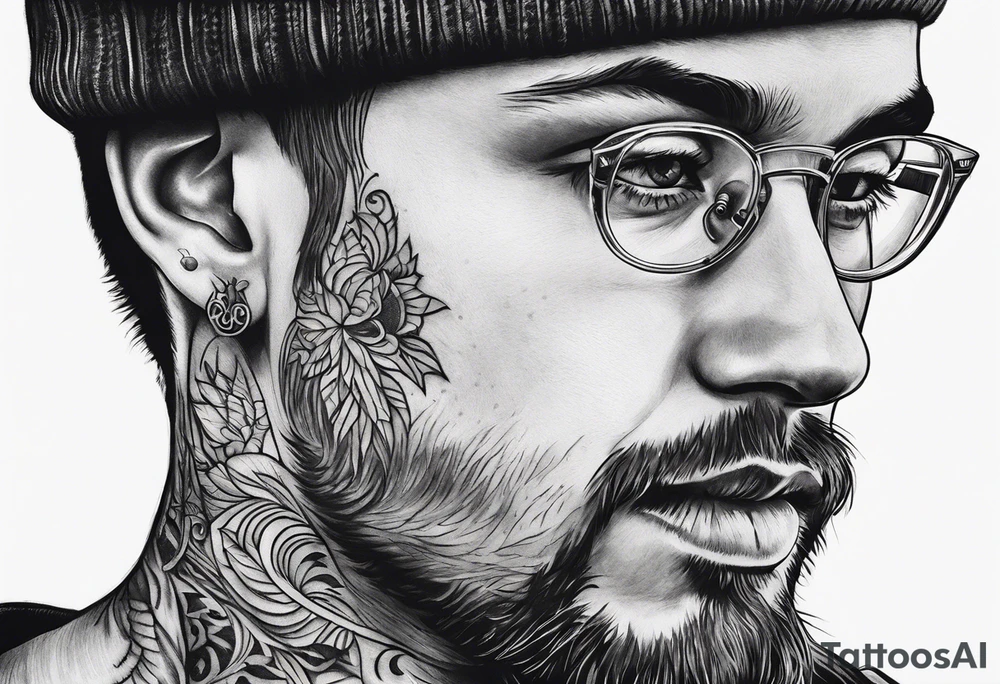 Portrait of a person with background tattoo idea