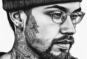 Portrait of a person with background tattoo idea