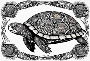 native american turtle with the name sam incorporated into thje shell design tattoo idea
