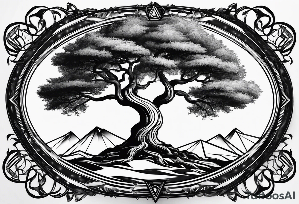 minimal Yggdrasil with roots
3 line triangles behind tattoo idea