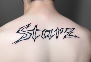 Edgy cybersigilism of the word “Starz” tattoo idea